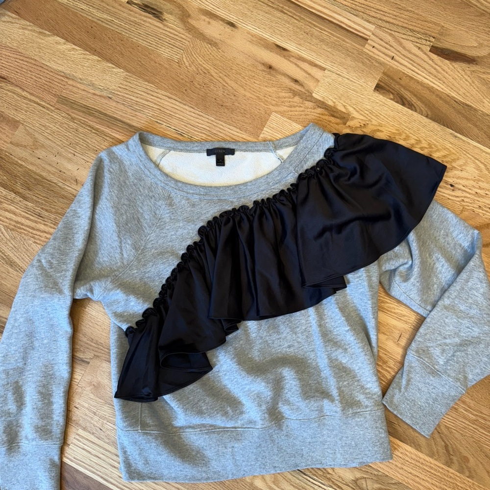 j.crew  Sweatshirt with Black Ruffle Accent